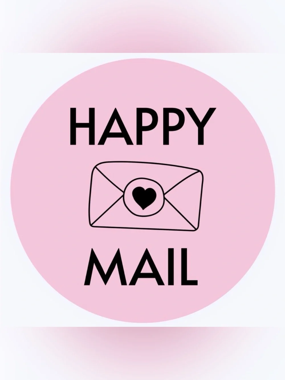 50 STICKERS - 2” ROUND - ‘HAPPY MAIL’ - PINK